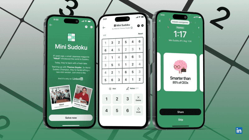 Le Minisudoku arrive aux énigmes de Linkedin